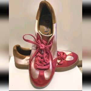 Jeffrey Campbell "In A Daze" Pink/Hot Pnk Satin Brwn Suede Sneakers Sz.9 Ret.$98